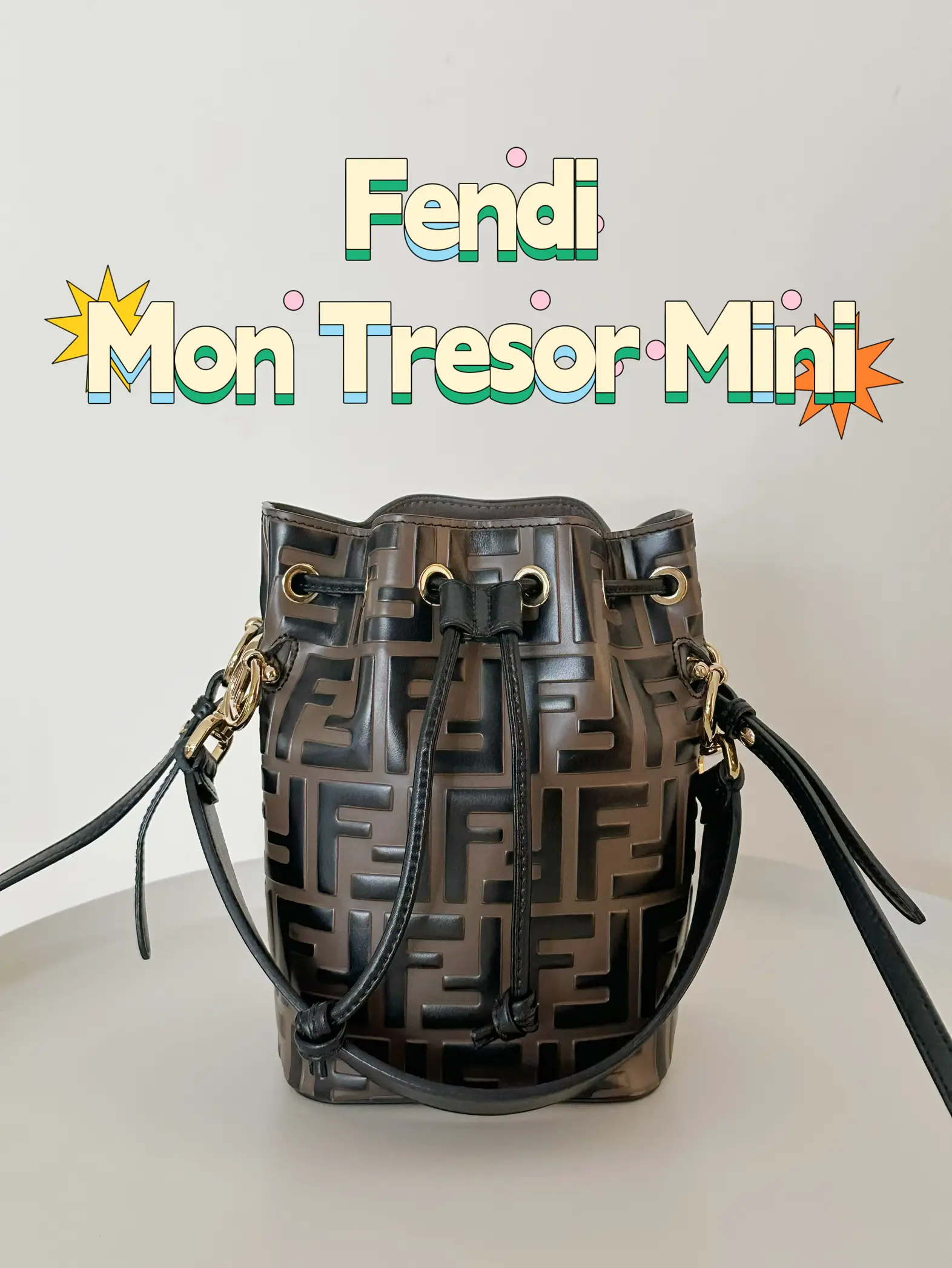 Fendi Tobacco/Cream Zucca Canvas and Raffia Mini Mon Tresor Bucket Bag Fendi