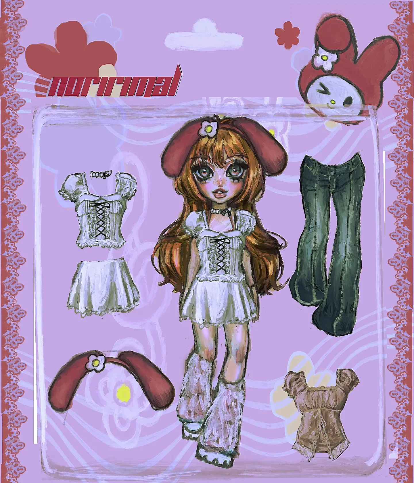 Drew this dolls with y2k clothes, swipe to dress u, Gallery posted by  noririmal