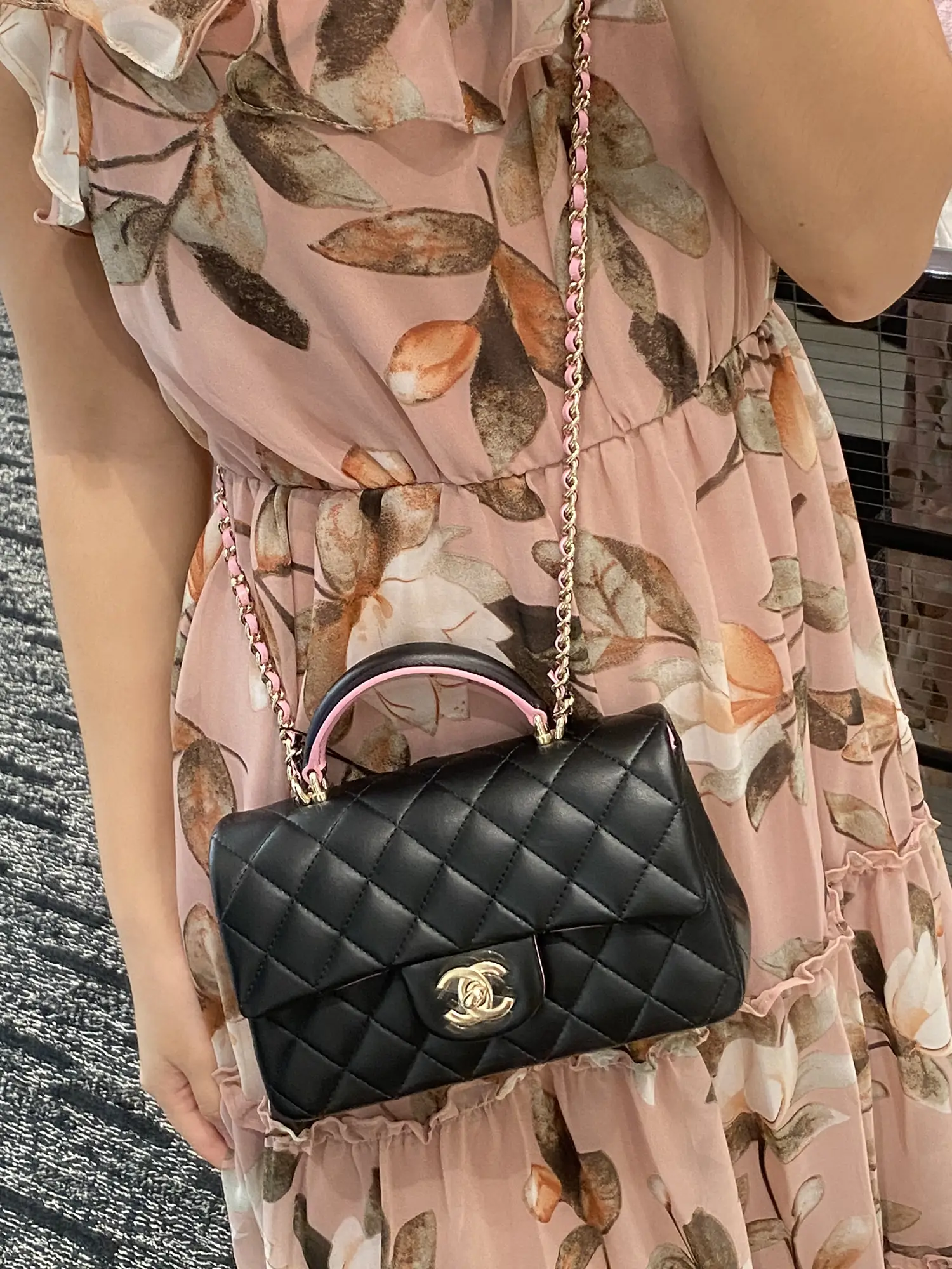 flap bag with top handle chanel