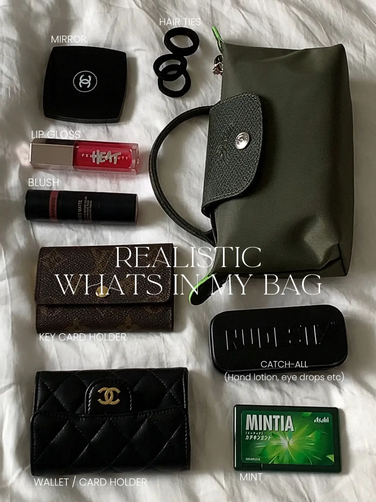 What fits in the Longchamp pouch with handle & comparison