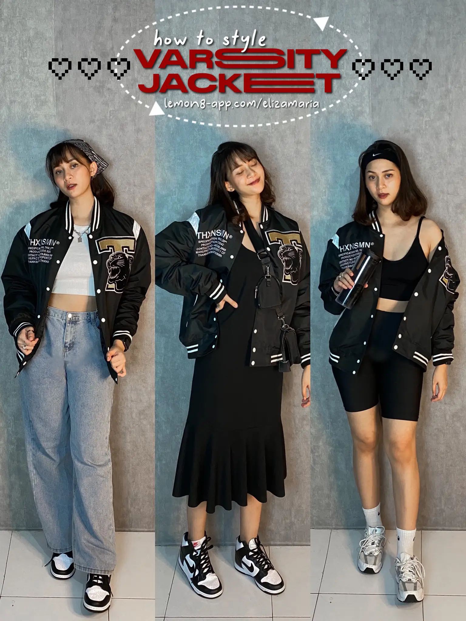 how I style my varsity jacket #outfitideas #varsityjacket #styleinspo