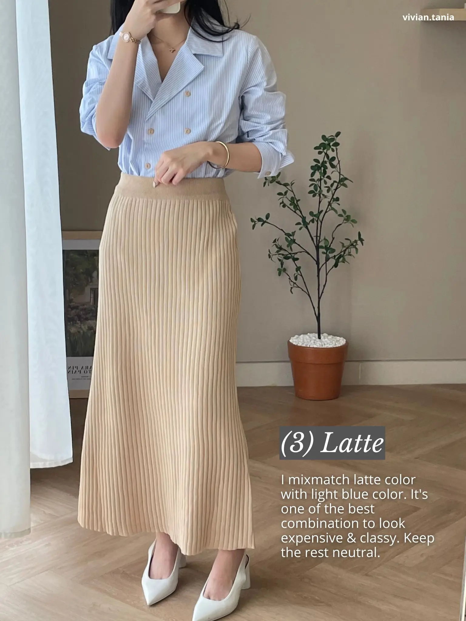 how a 155 cm girl style a Knitted Maxi Skirt | Galeri disiarkan