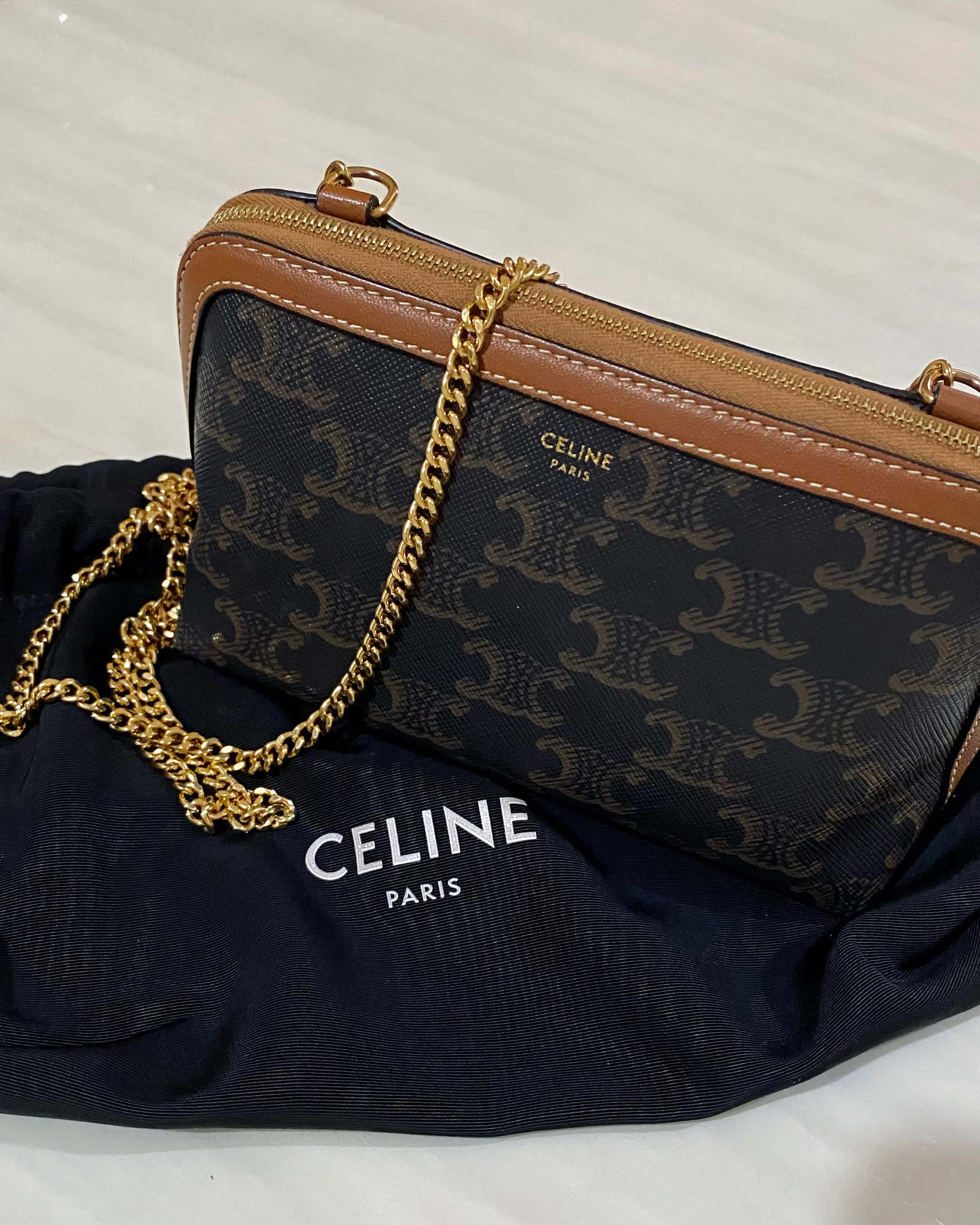 Celine Clutch With Chain In Triomphe Canvas Review 