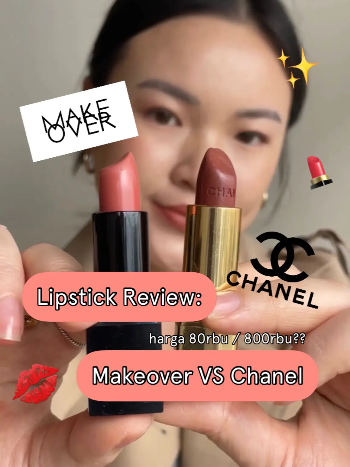 800rb @chanel.beauty lipstick vs 80rb @makeoverid lipstick💄Which one