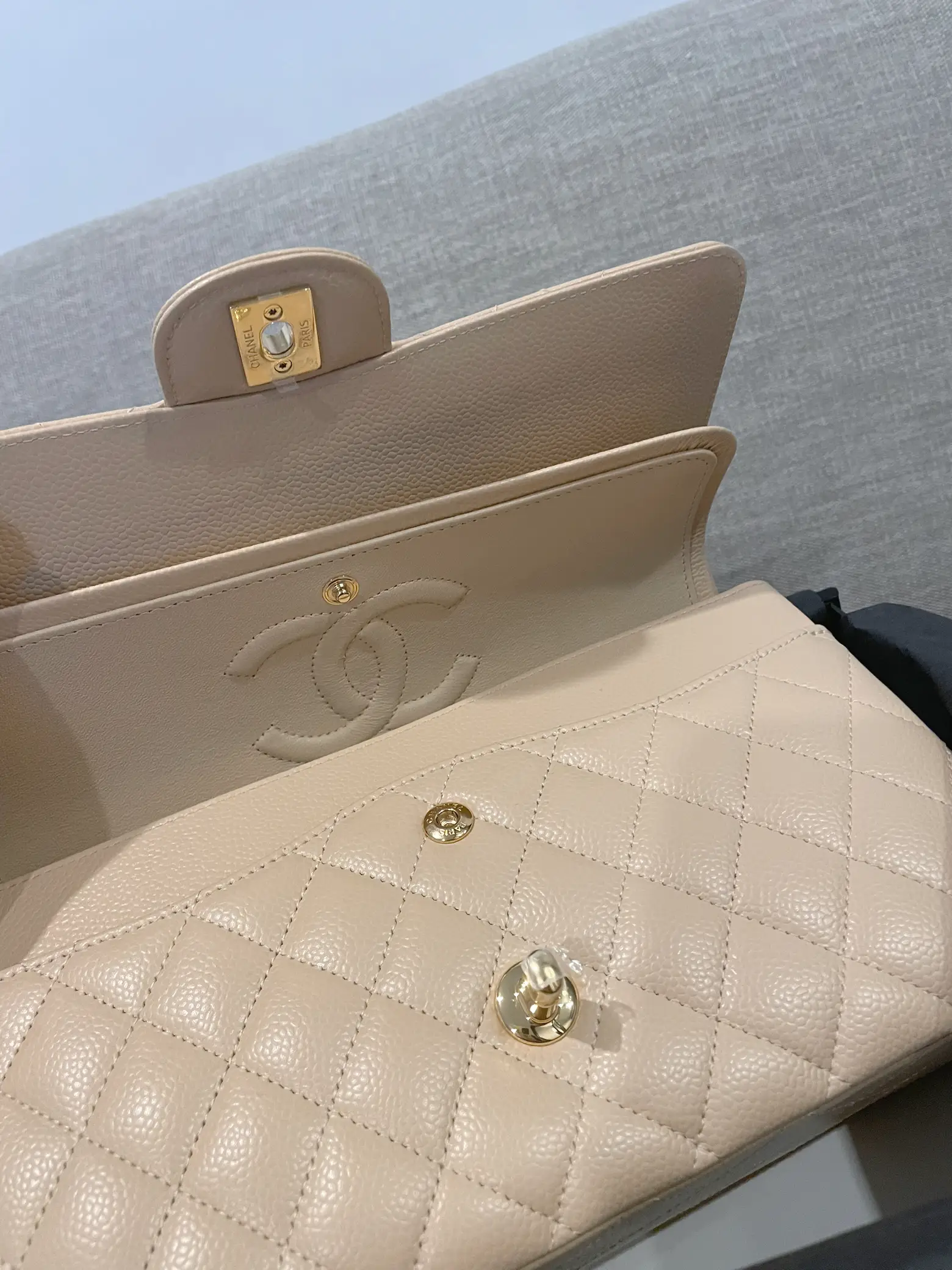 Super rare Chanel classic flap beige size 10
