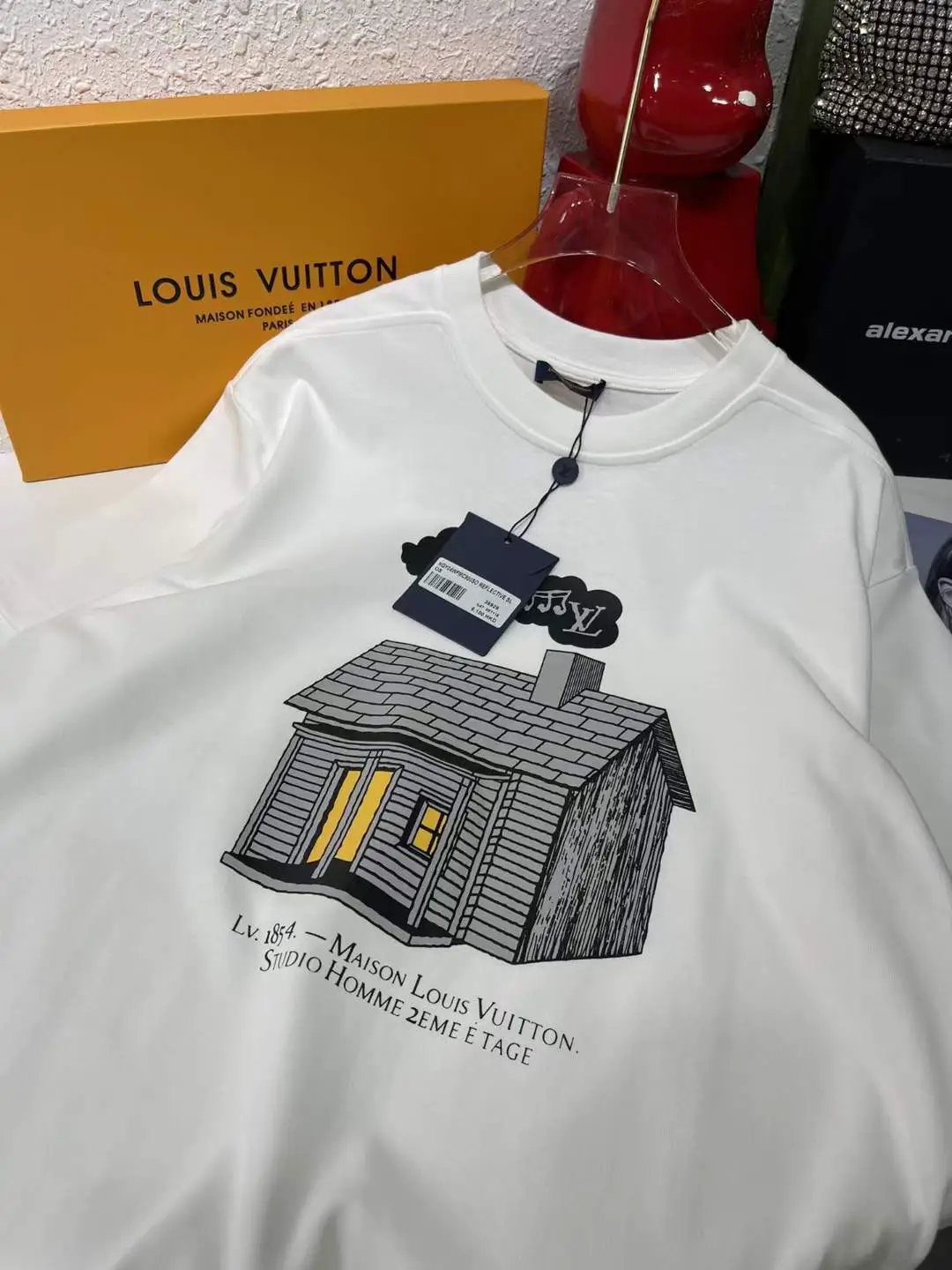 Louis Vuitton Printed Cotton T-Shirt Milk White. Size S0