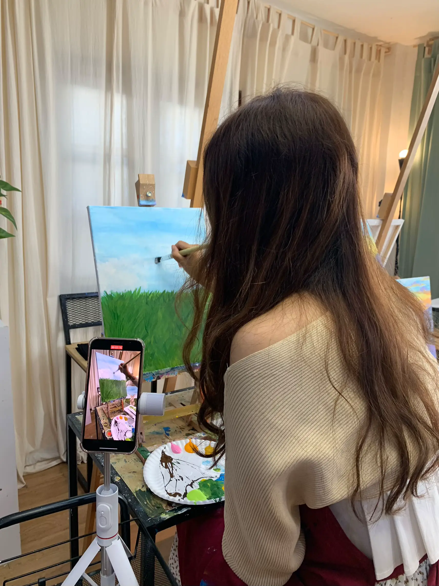 手描きイラスト　水彩原画　ロングヘアの女の子280 手描きイラスト水彩原画ロングヘアの女の子187