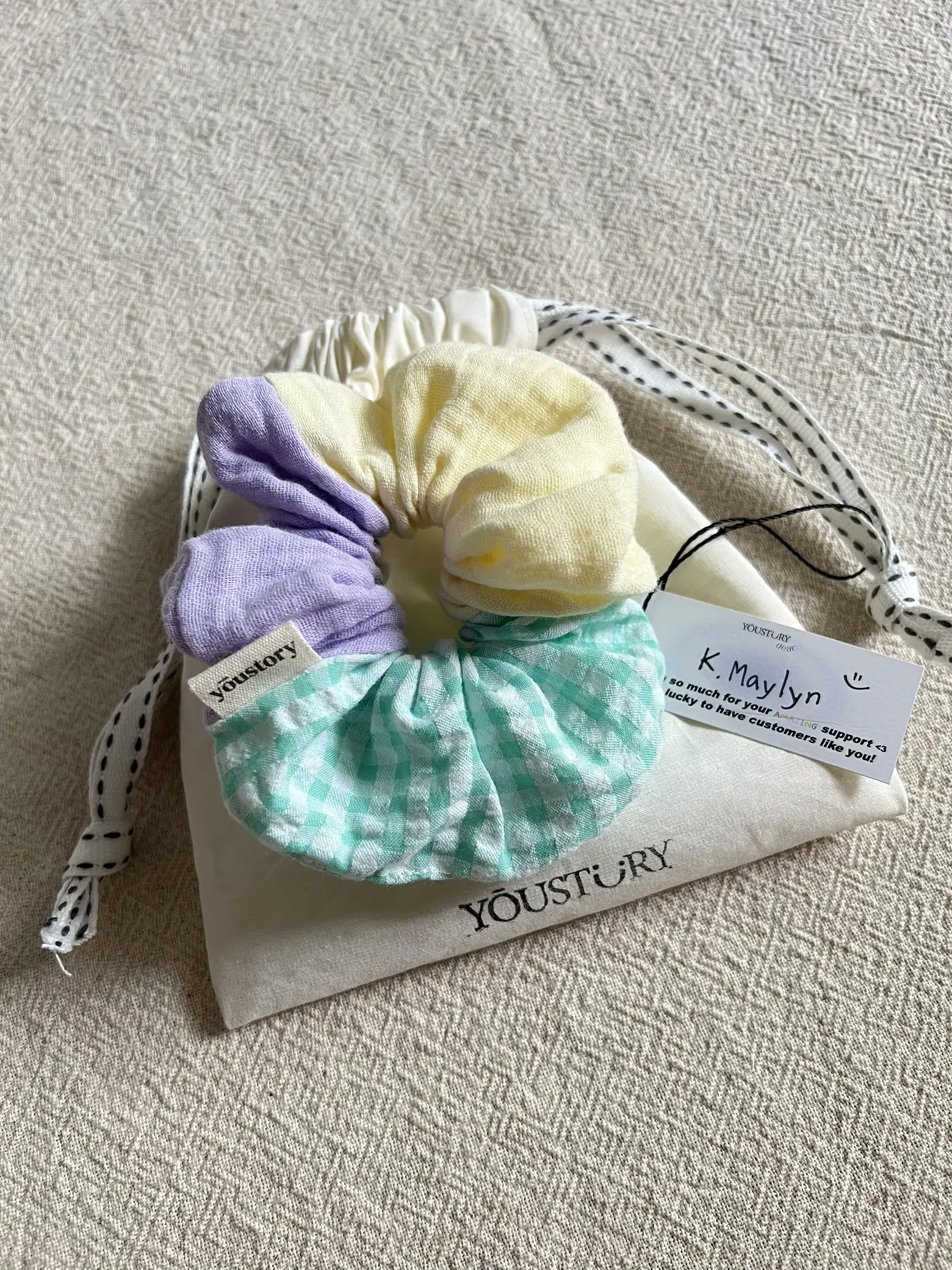 🍞ゴム製のヘアタイ、手作りの作品、とても可愛い 🍩 | Maylynรีวิว  