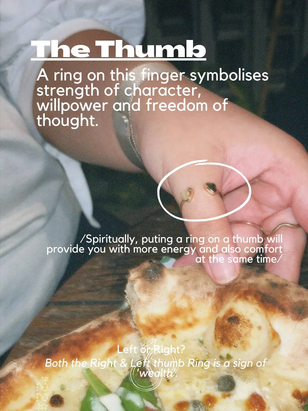 Thumb on sale ring symbolism