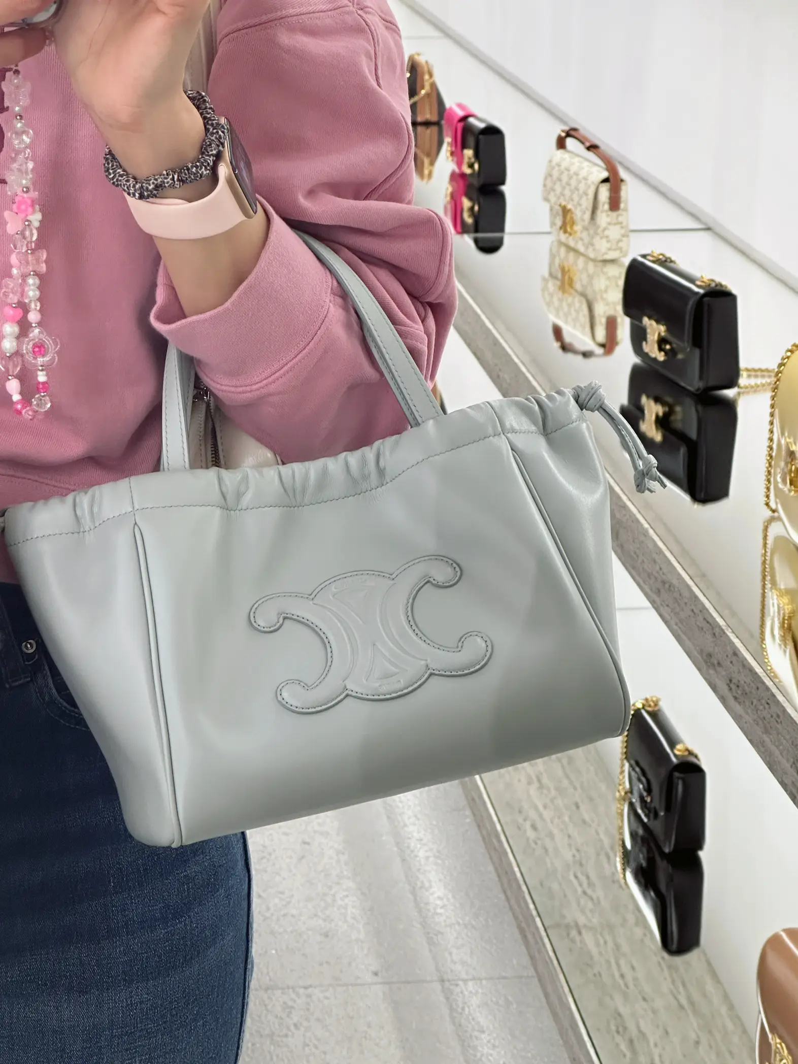Trying on the Celine Small Boston Bag, Gallery posted by michelleorgeta