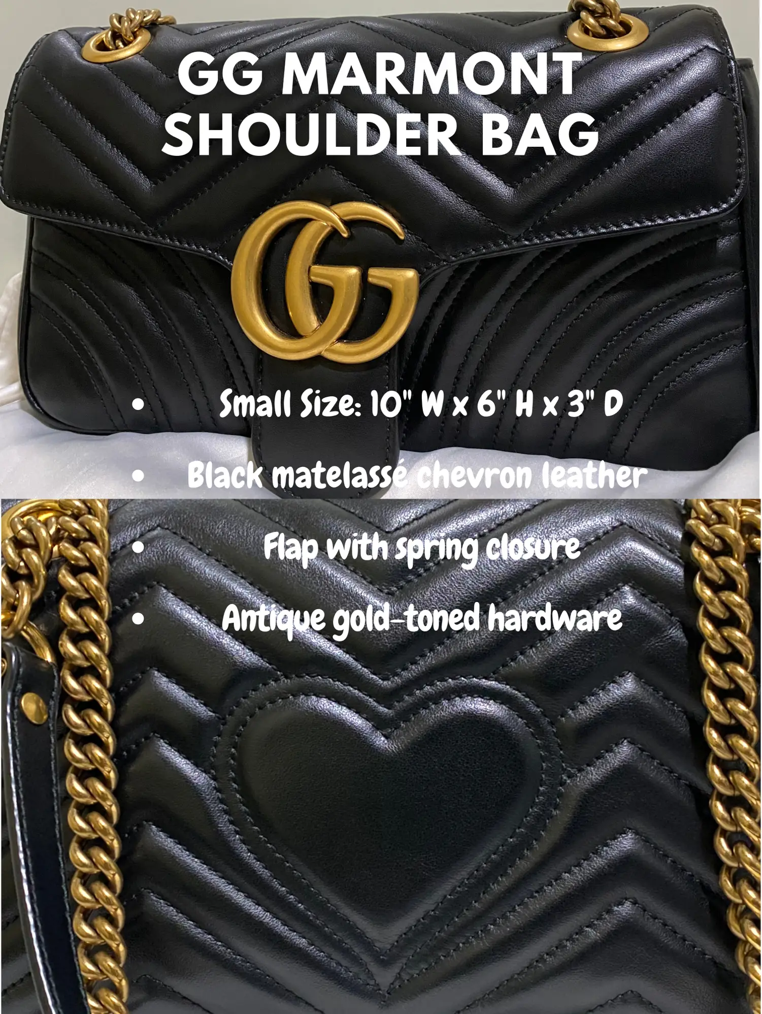 Real vs Fake Gucci GG Marmont Small Matelasse Bag Black 