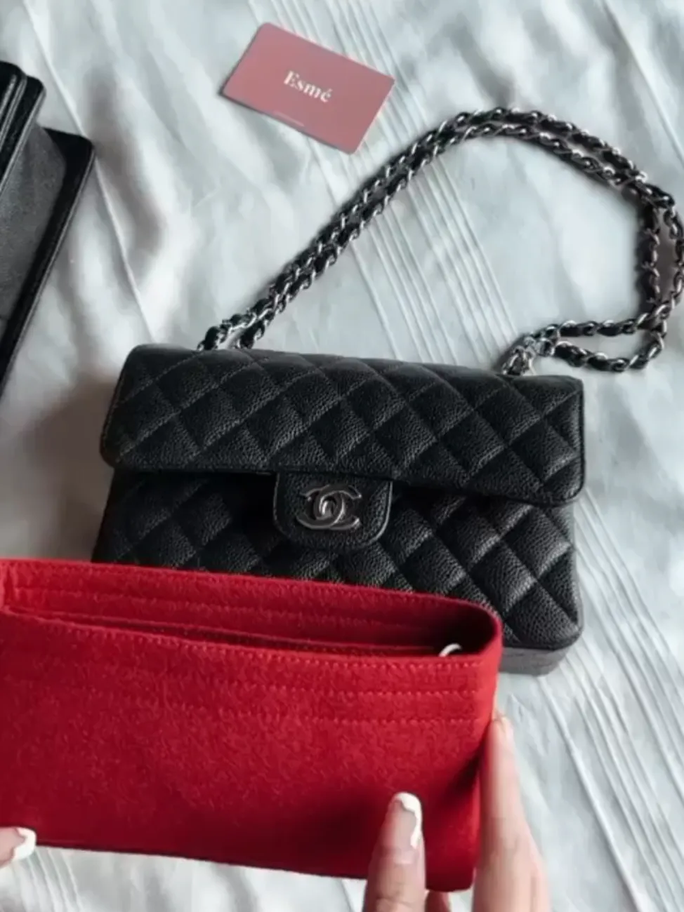 Chanel CF Small Bag Insert in Carmine Red., Video published by Esmé®  Singapore