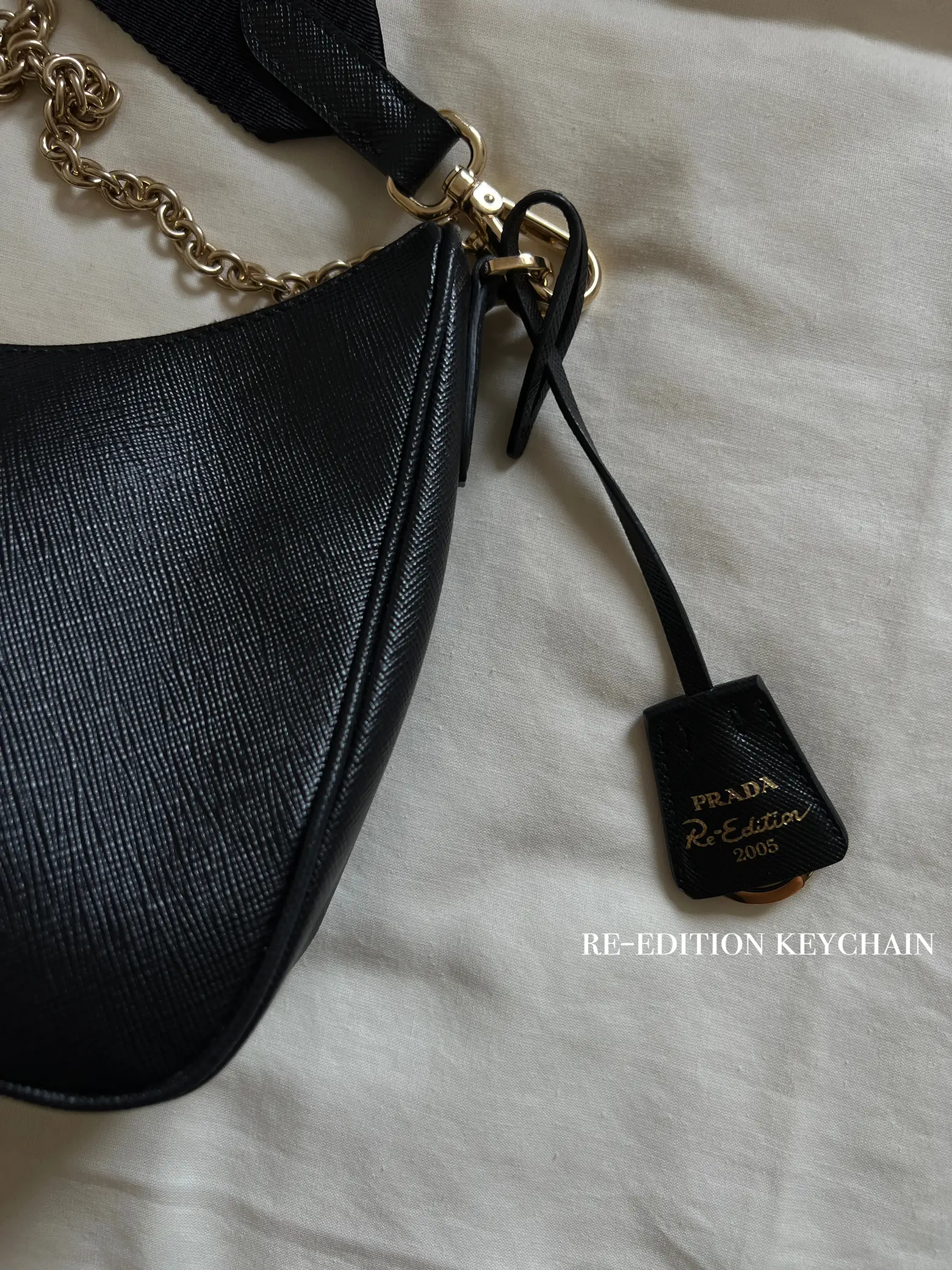 Prada Re-Edition 2005 Mini Bag Nylon Saffiano Leather Strap Black