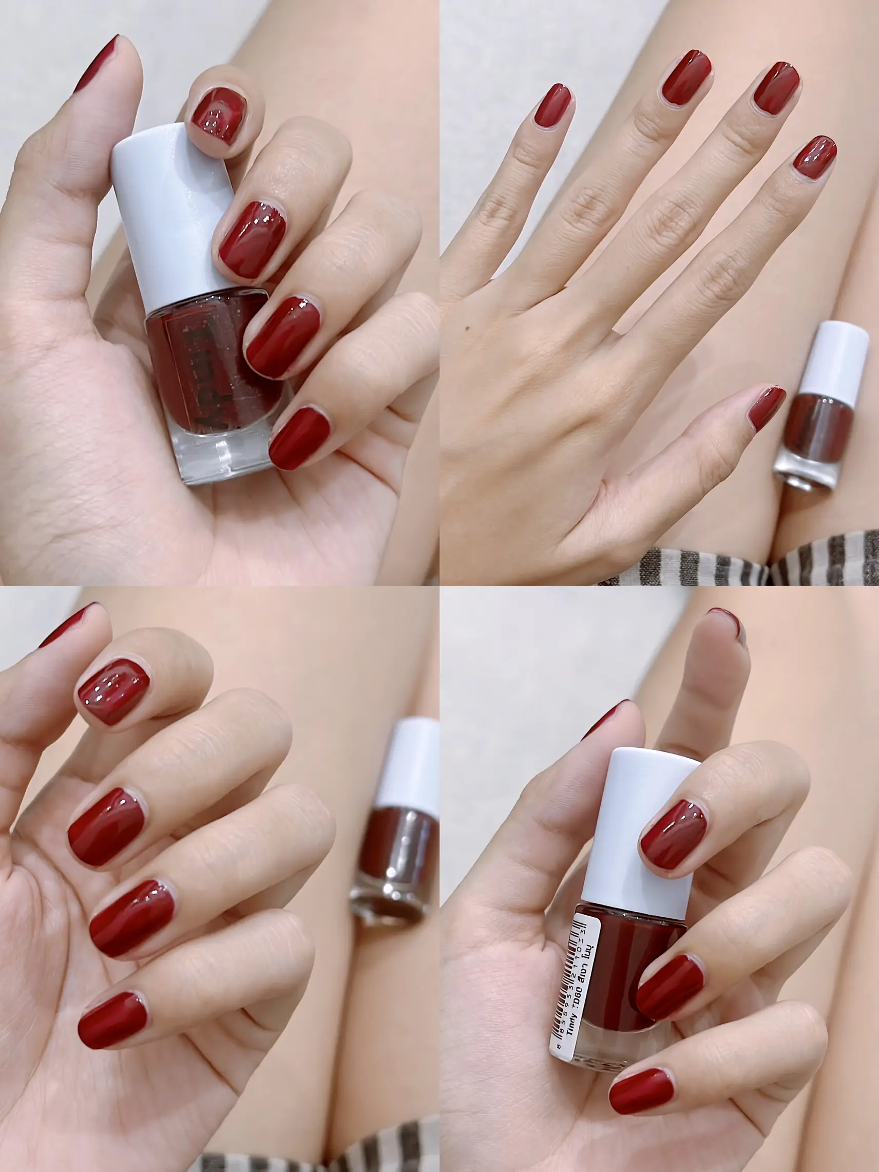 red nail polish hands