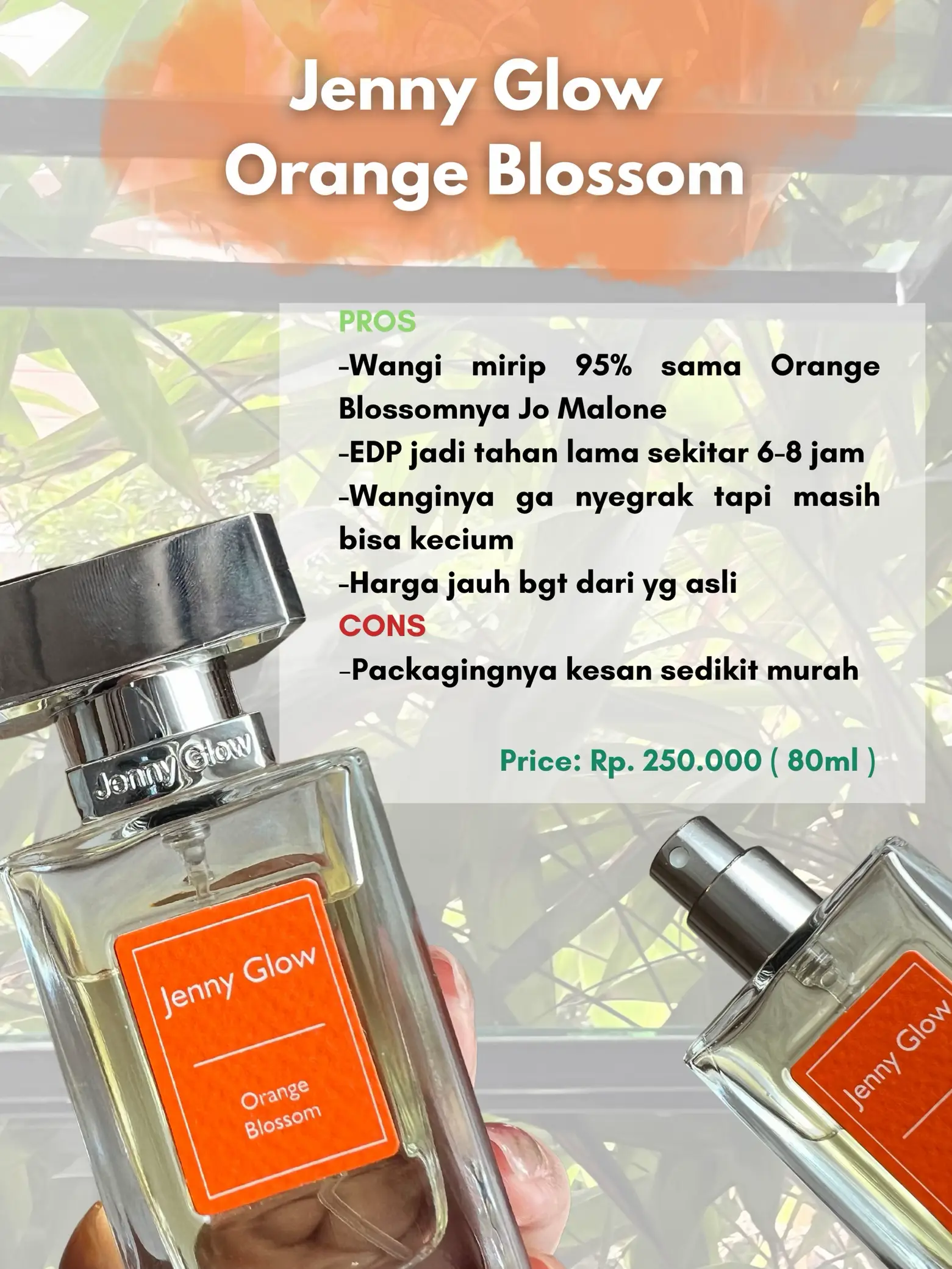 JM Orange Blossom Jo Malone Dupe. Perfume Edp Spray. Vegan. 