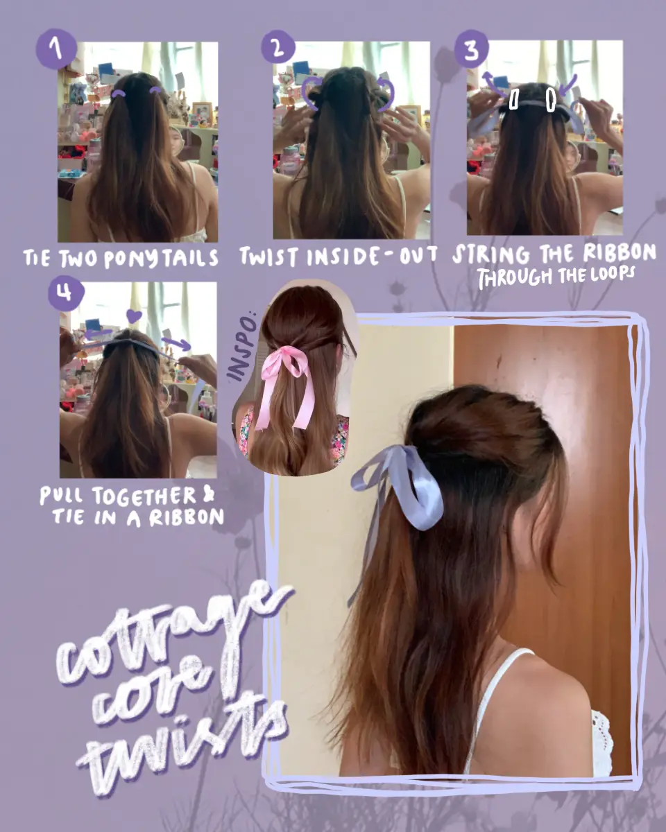 Preppy Split Curly Low Pigtails with Crown Braid