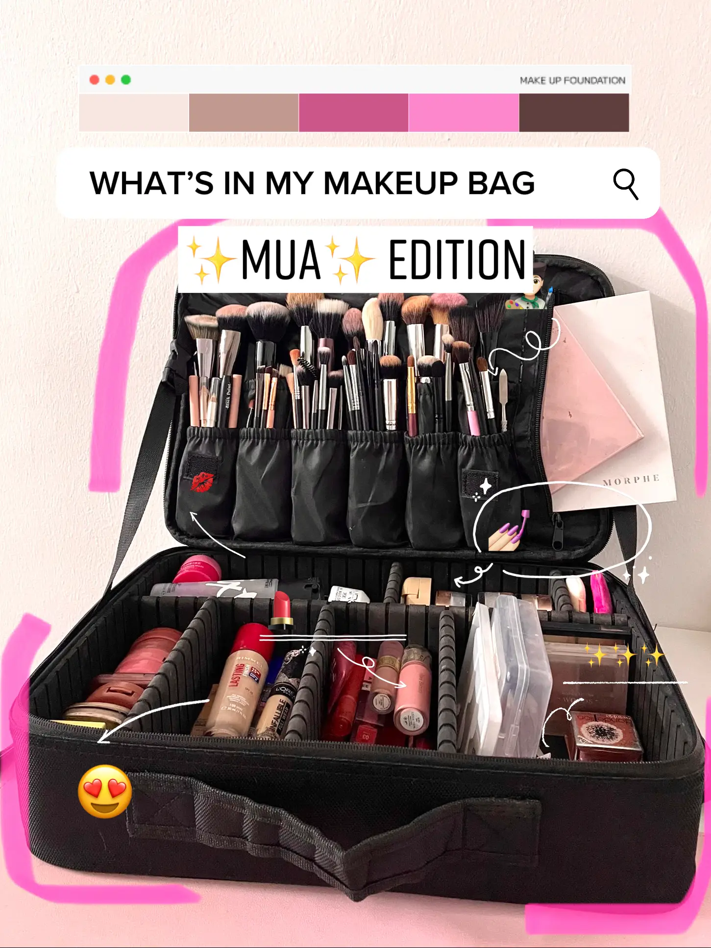 3 Layer Cosmetic Makeup Box Make Up Storage Bag Small / Makeup Bag Beg /  Beg Alat Solek Kecantikan Big 3 Layer