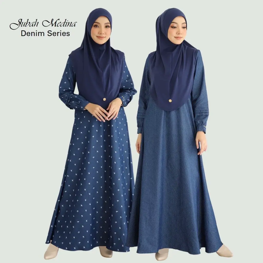 Jubah denim hot sale