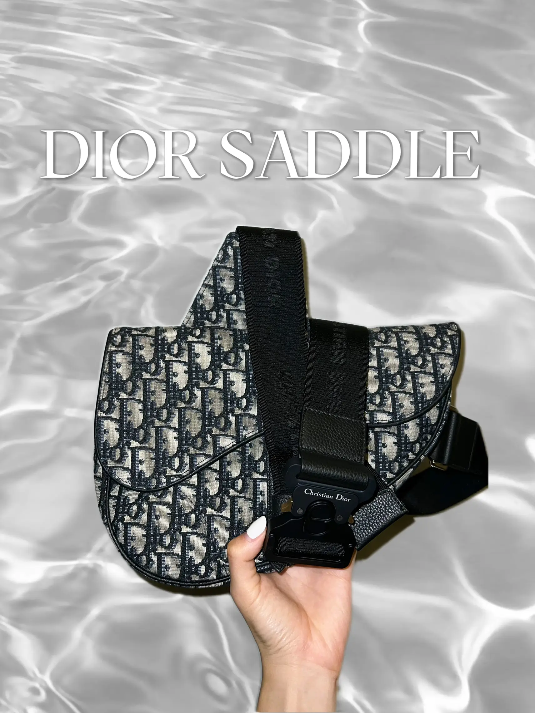 Christian Dior SADDLE BELT POUCH Blue Dior Oblique Jacquard RETAIL $2000