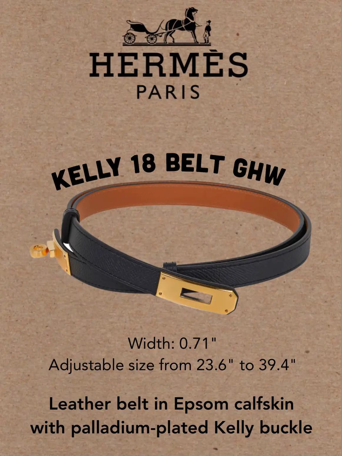 hermes kelly belt black gold hardware unboxing 