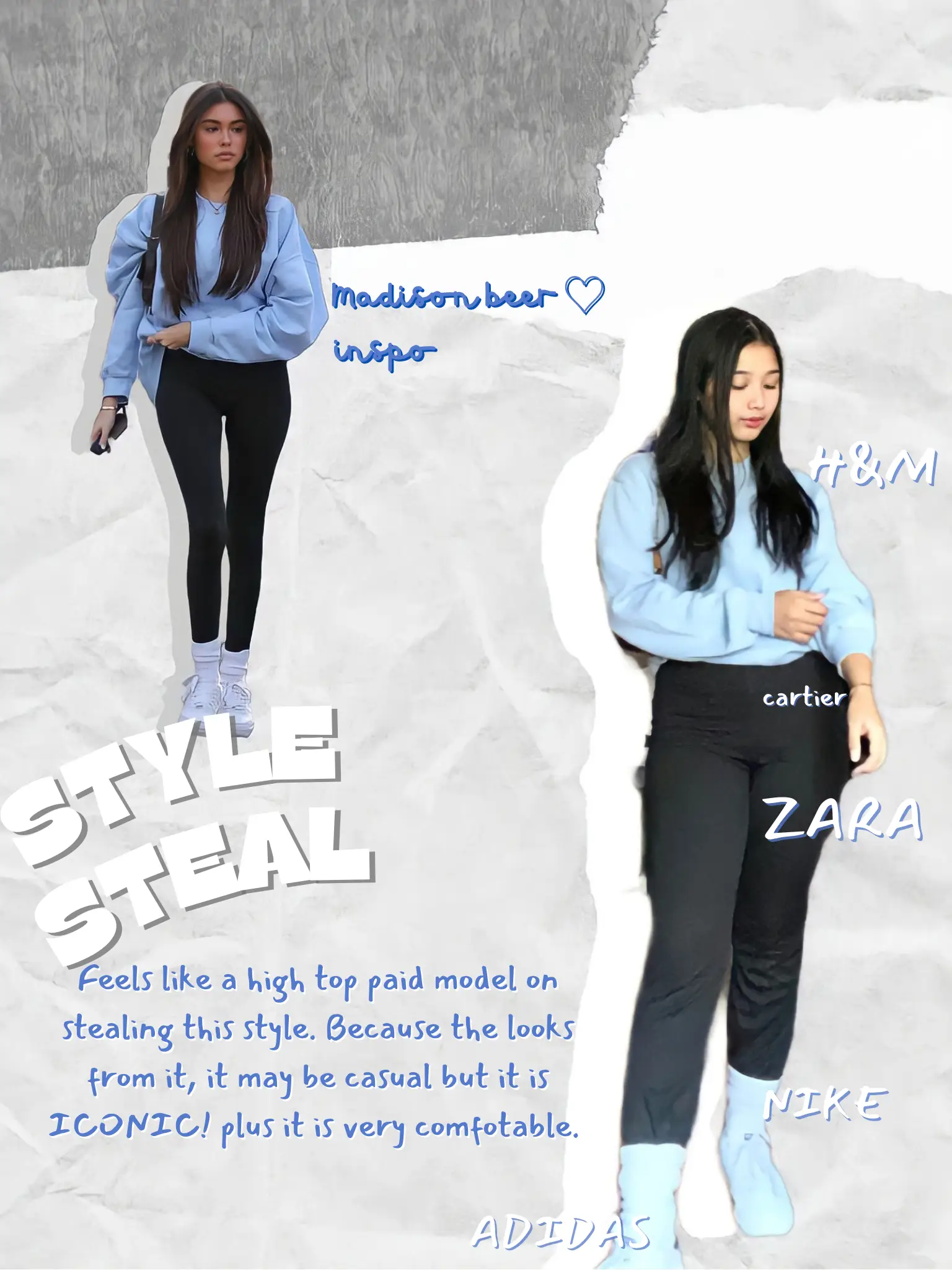 Madison Beer looks fab in a blue crop top and black leggings as