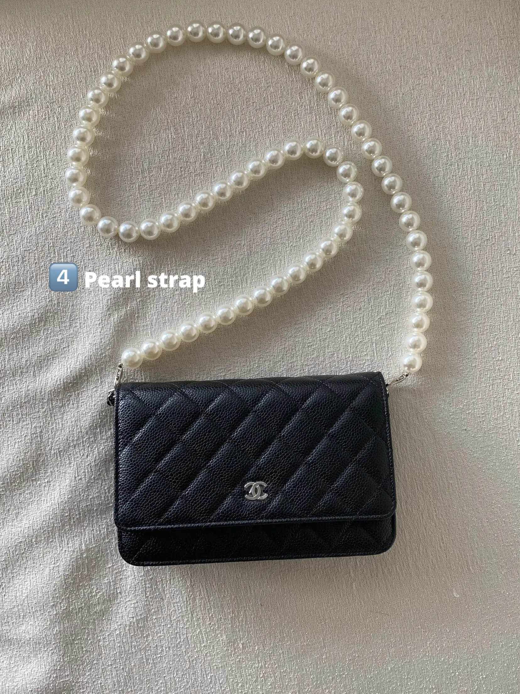 Chanel NEW Wallet on Chain Mini Black Giant Pearls Clutch Black