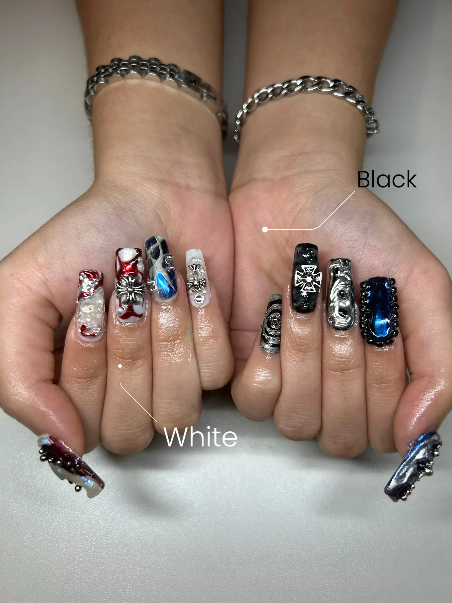 Black + White Chrome nail set, Gallery posted by Yato.nails