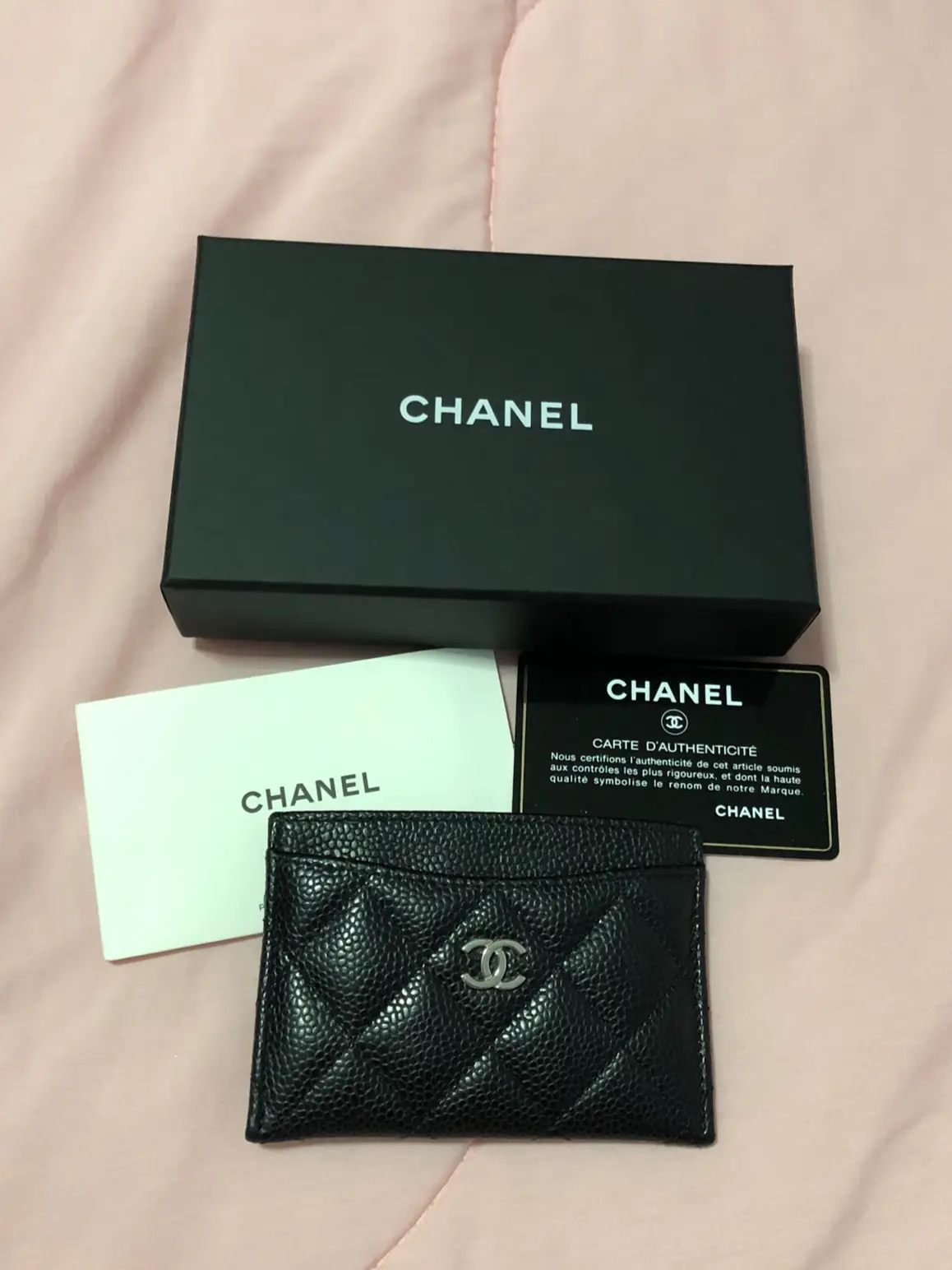 LA LUNE] Second-hand Chanel black caviar leather gold WOC long