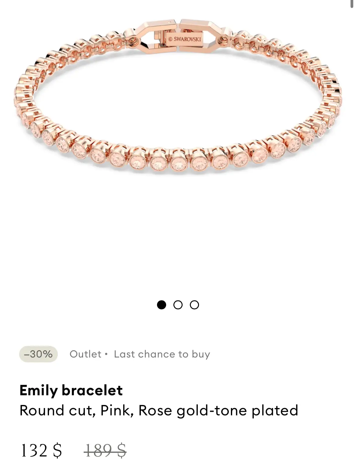 Swarovski Emily Bracelet, Round Cut, Pink, Rose Gold-Tone Plated