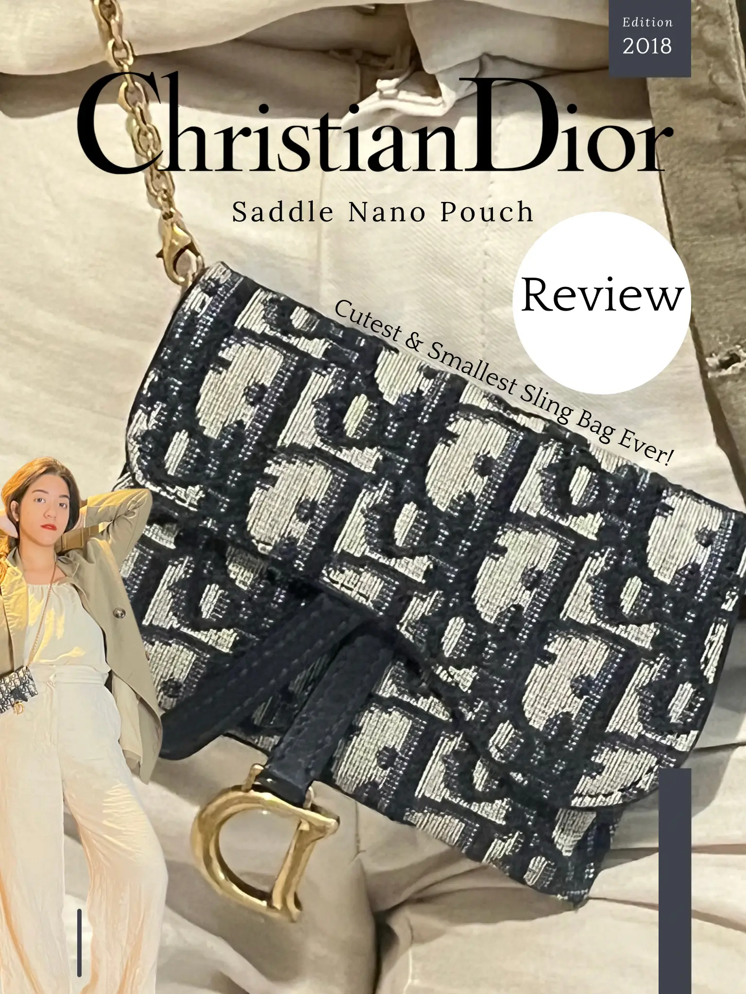 Authentic Christian Dior Saddle Nano Pouch Blue Dior Oblique Jacquard