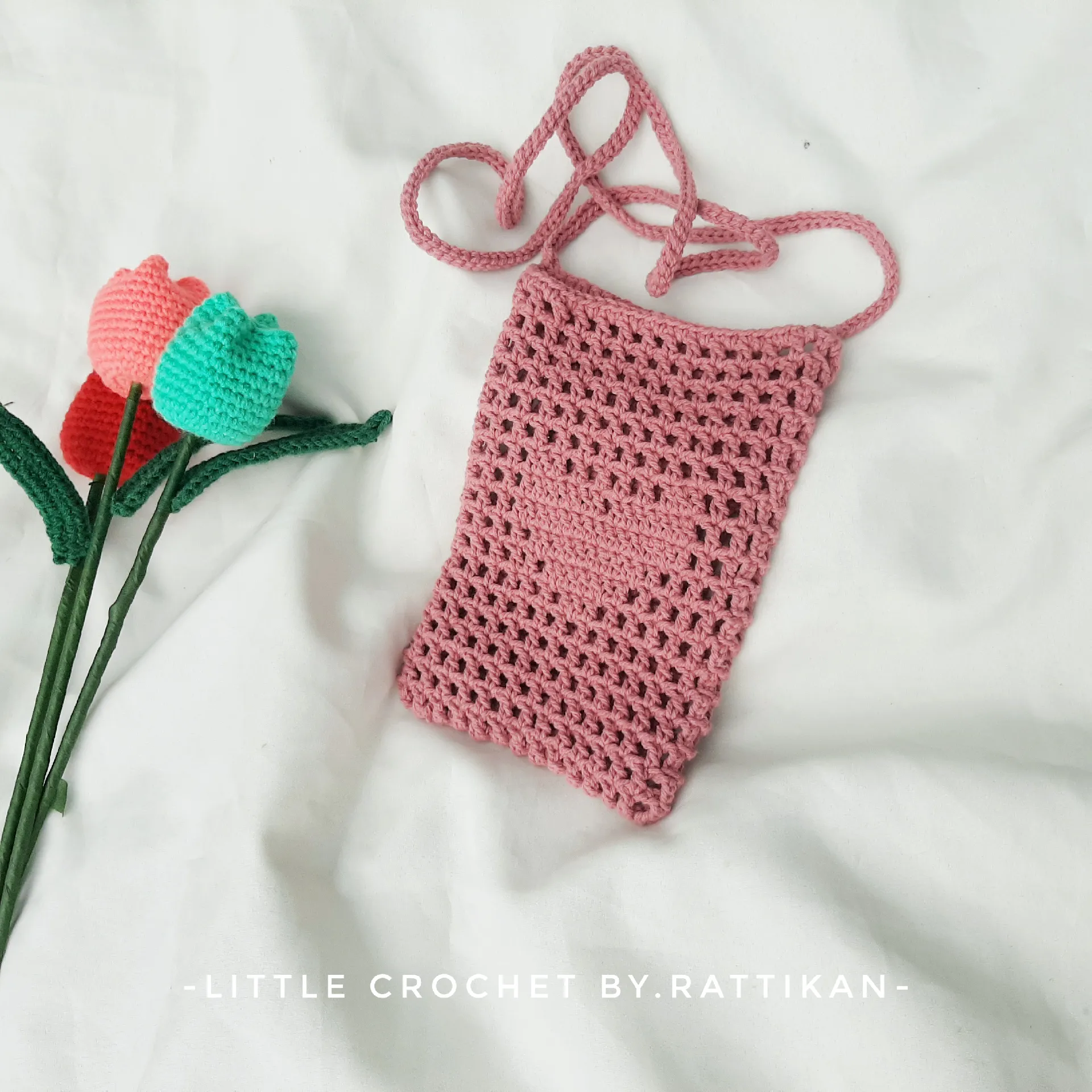 Crochet Heart Net Pouch Bag - Love Crochet