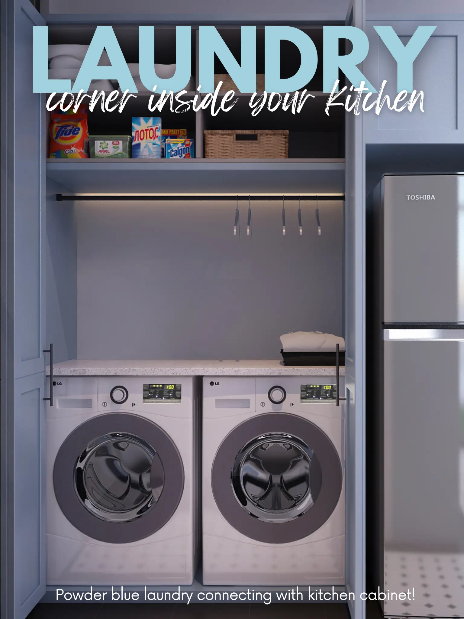 Hidden Laundry Corner Inside Your Kitchen! 🧺 Galeri disiarkan oleh