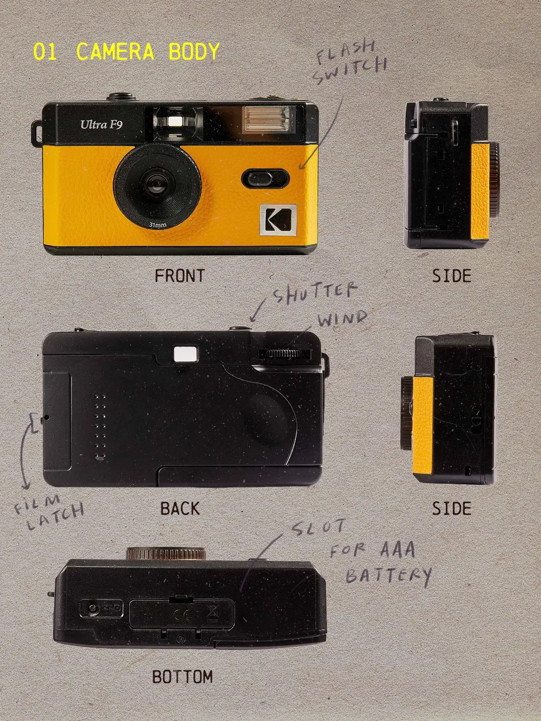 Kodak 35mm Film Camera Ultra F9 - Kodak Yellow 