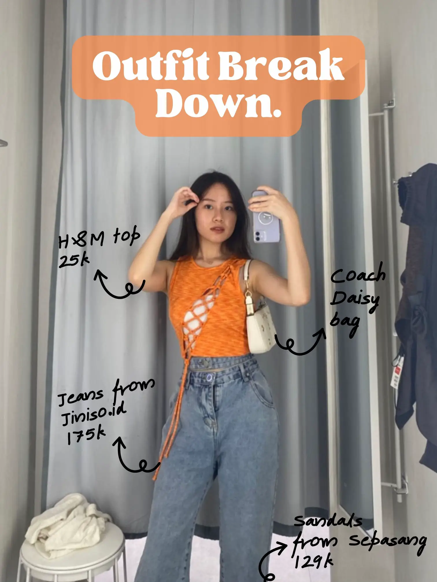 Shops orange jeans outfit