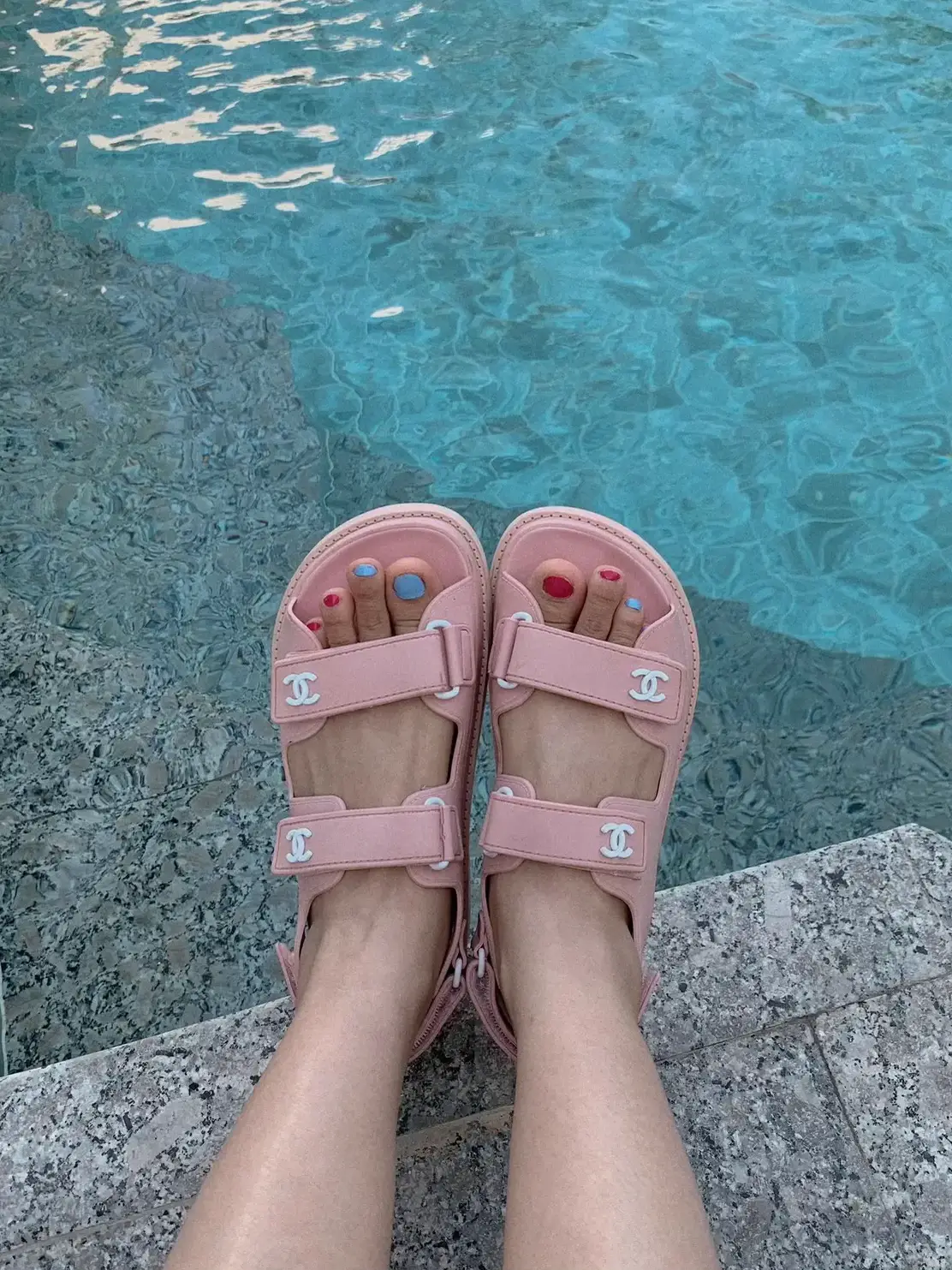 Chanel discount sandals pastel