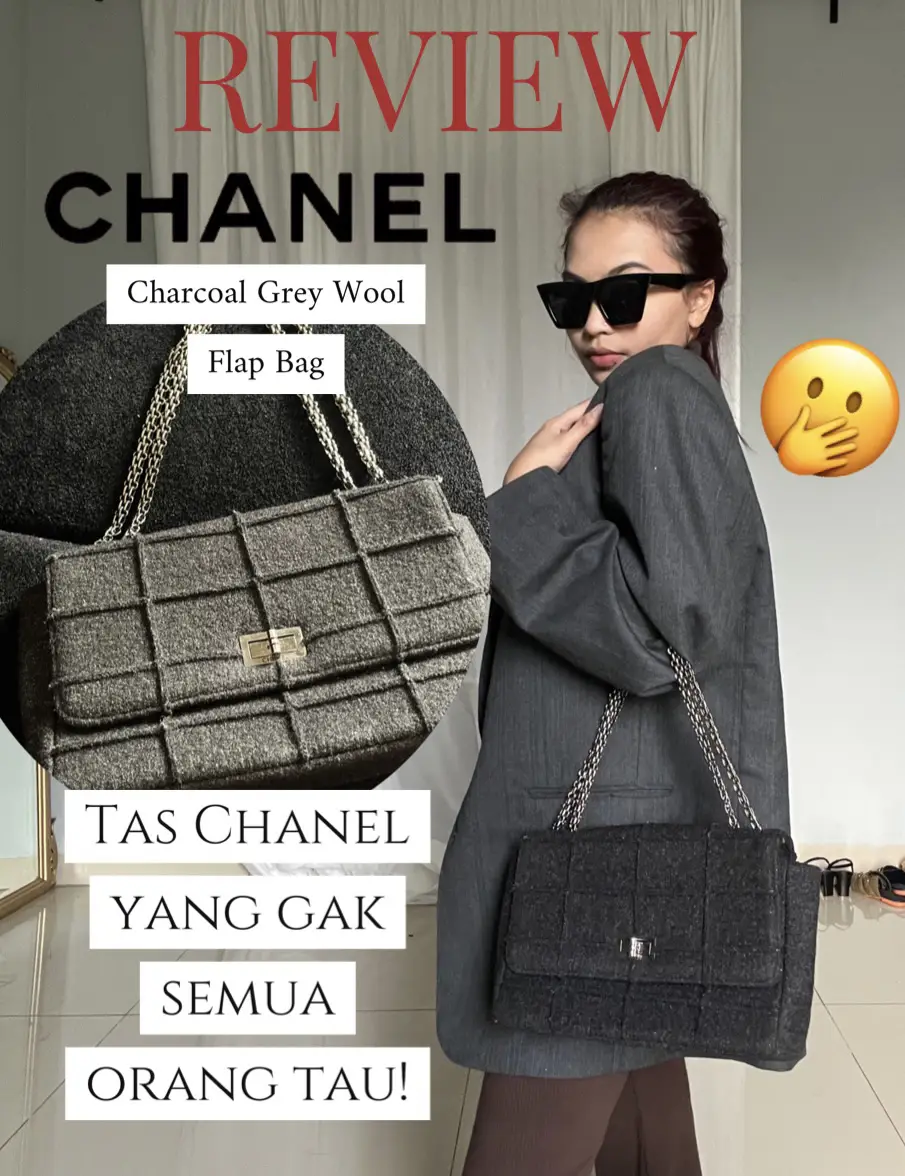 REVIEW CHANEL CHARCOAL GREY WOOL FLAP BAG!