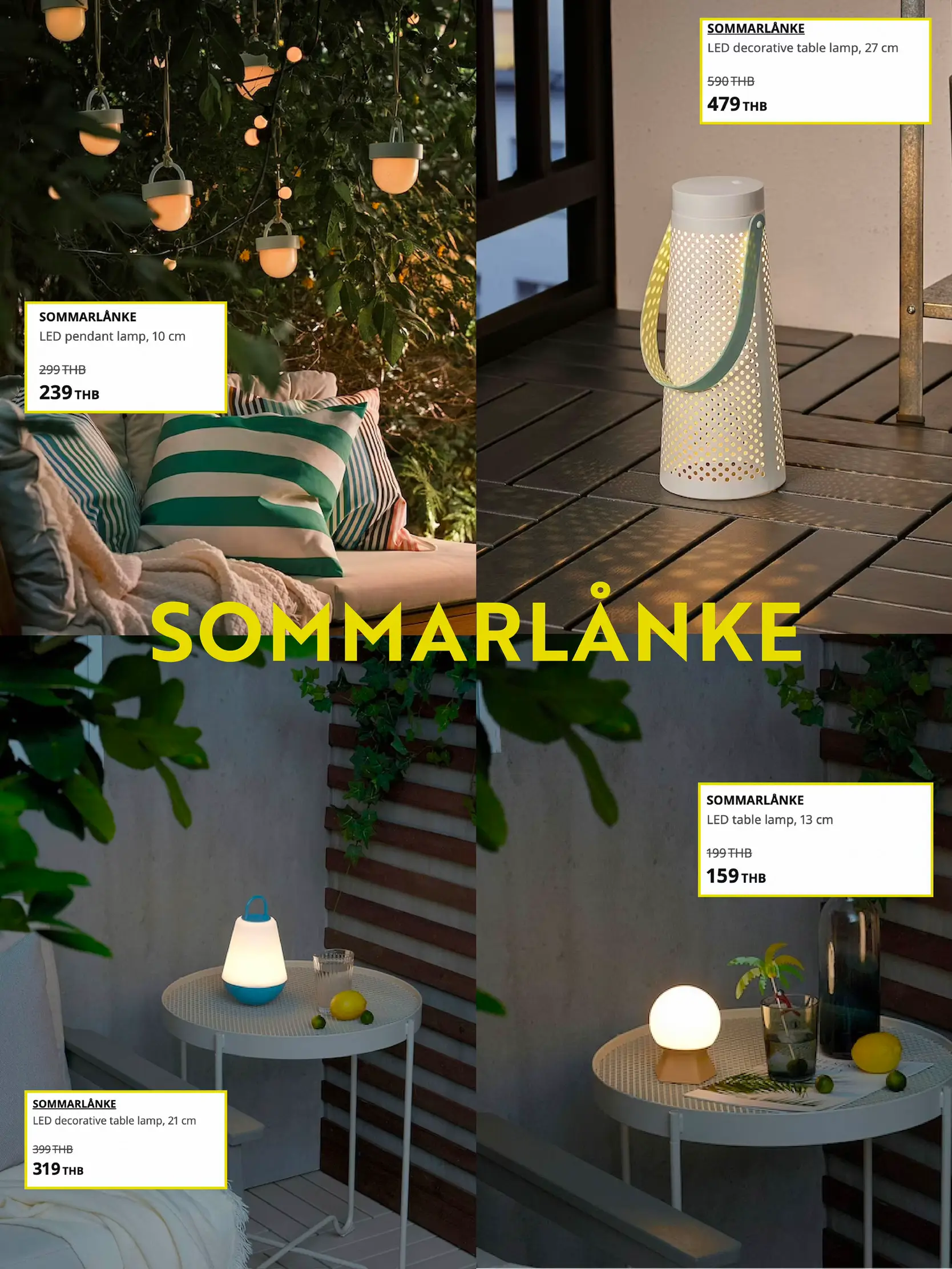SOMMARLÅNKE LED table lamp, yellow mini/battery operated outdoor, 47/8 -  IKEA