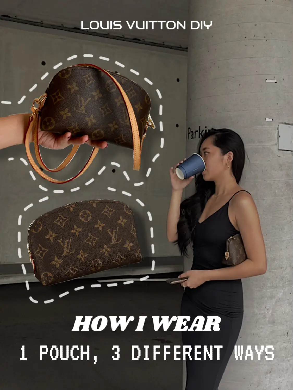 LOUIS VUITTON DIY: COSMETIC POUCH TO CROSSBODY BAG! + WHAT FITS & WHAT'S IN  MY BAG