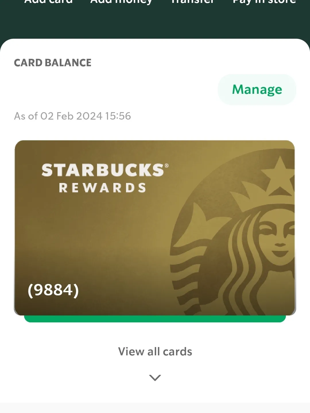 starbucks gold card