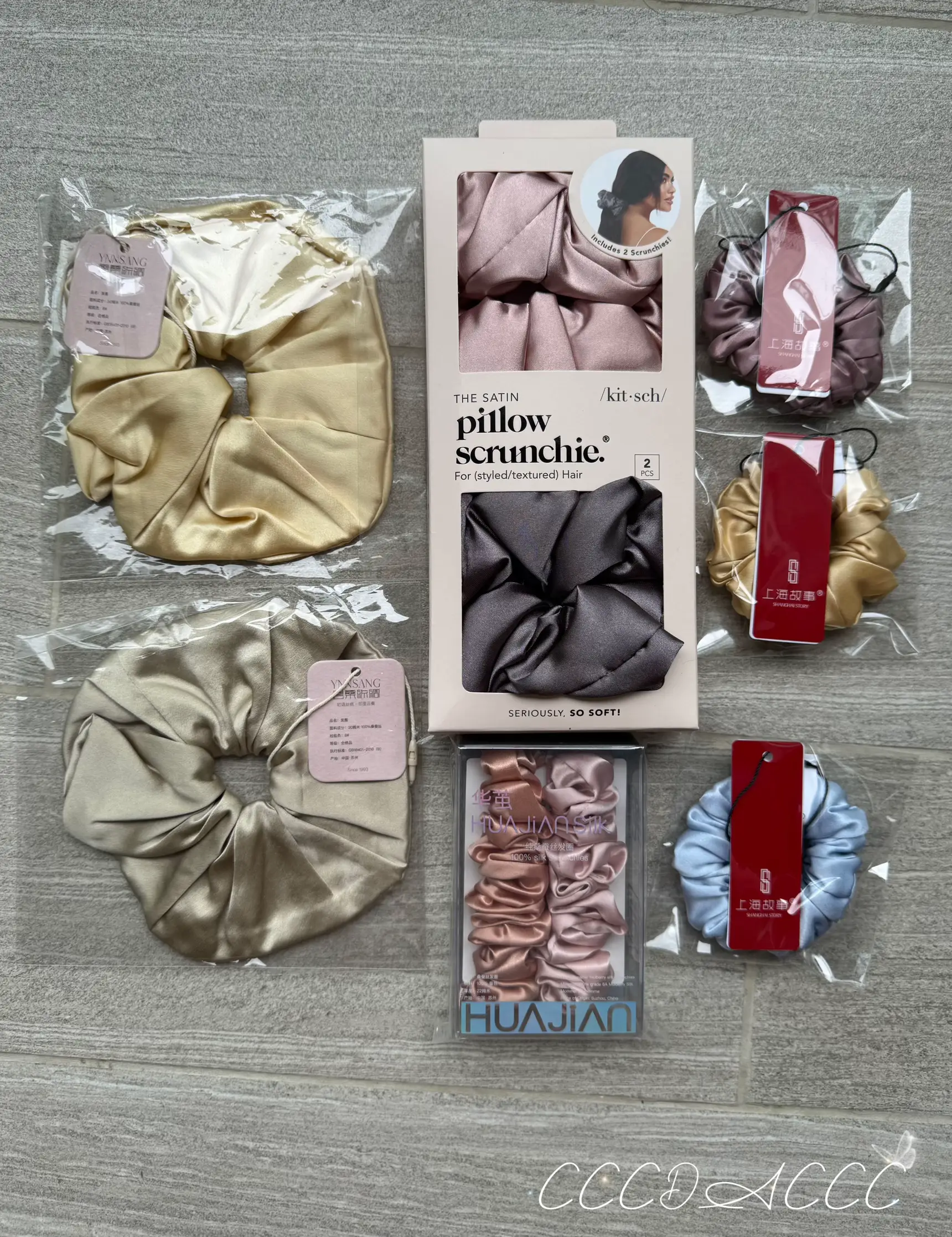 Satin Sleep Pillow Scrunchies - Blush/Gray – KITSCH