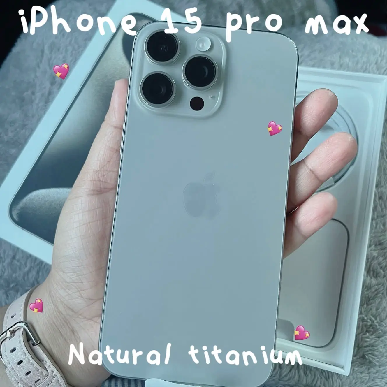 I get iPhone 15 Pro Max📱 Natural Titanium😍❤️, Video published by Leona