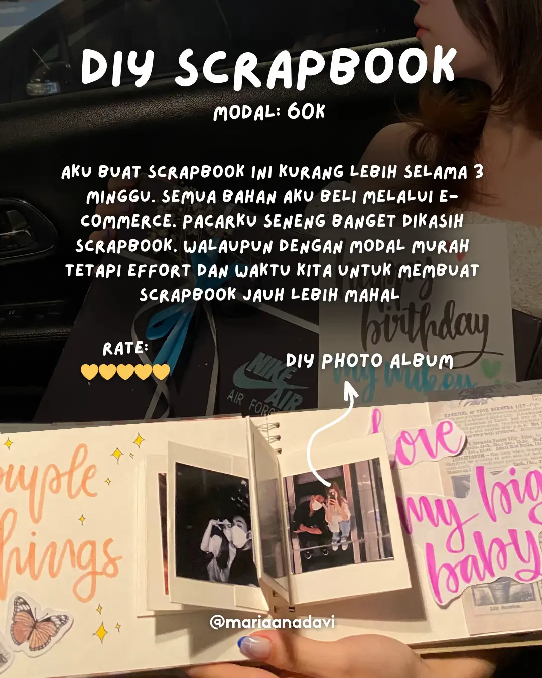 scrapbook vintage Size M buku notebook album foto story book kado unik  anniversary ulangtahun valentine birthday