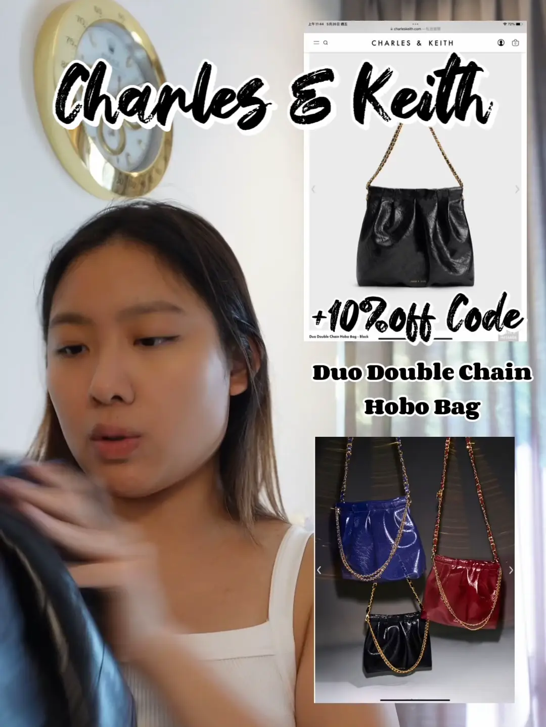 Black Duo Double Chain Hobo Bag - CHARLES & KEITH US