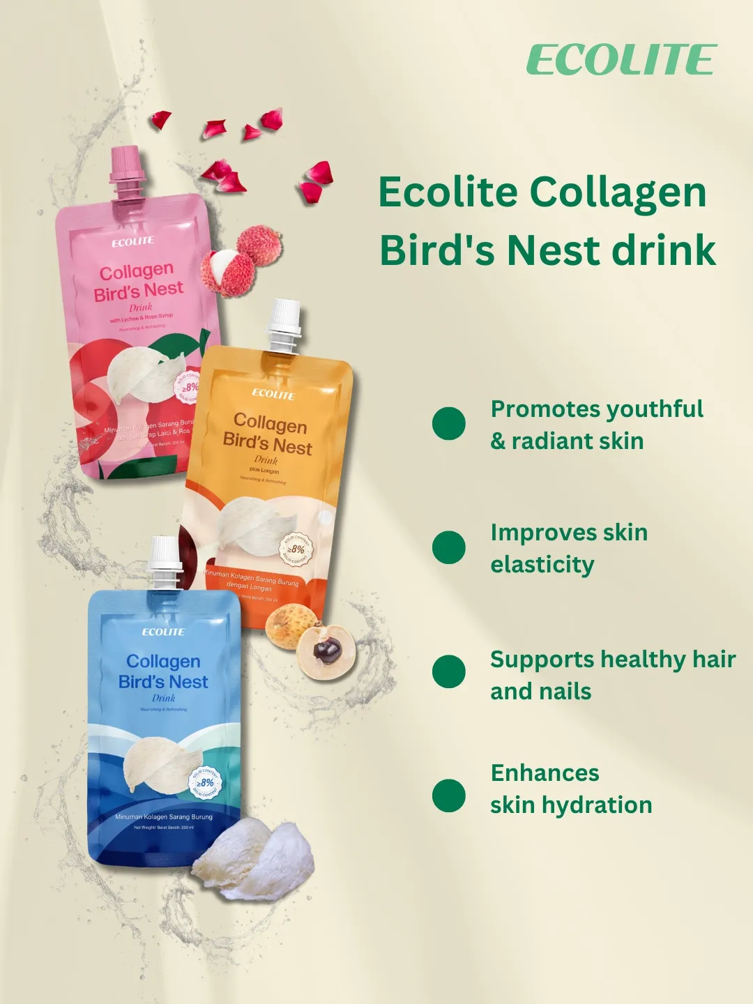 Key benefits of Ecolite Collagen Bird’s Nest drink Galeri disiarkan