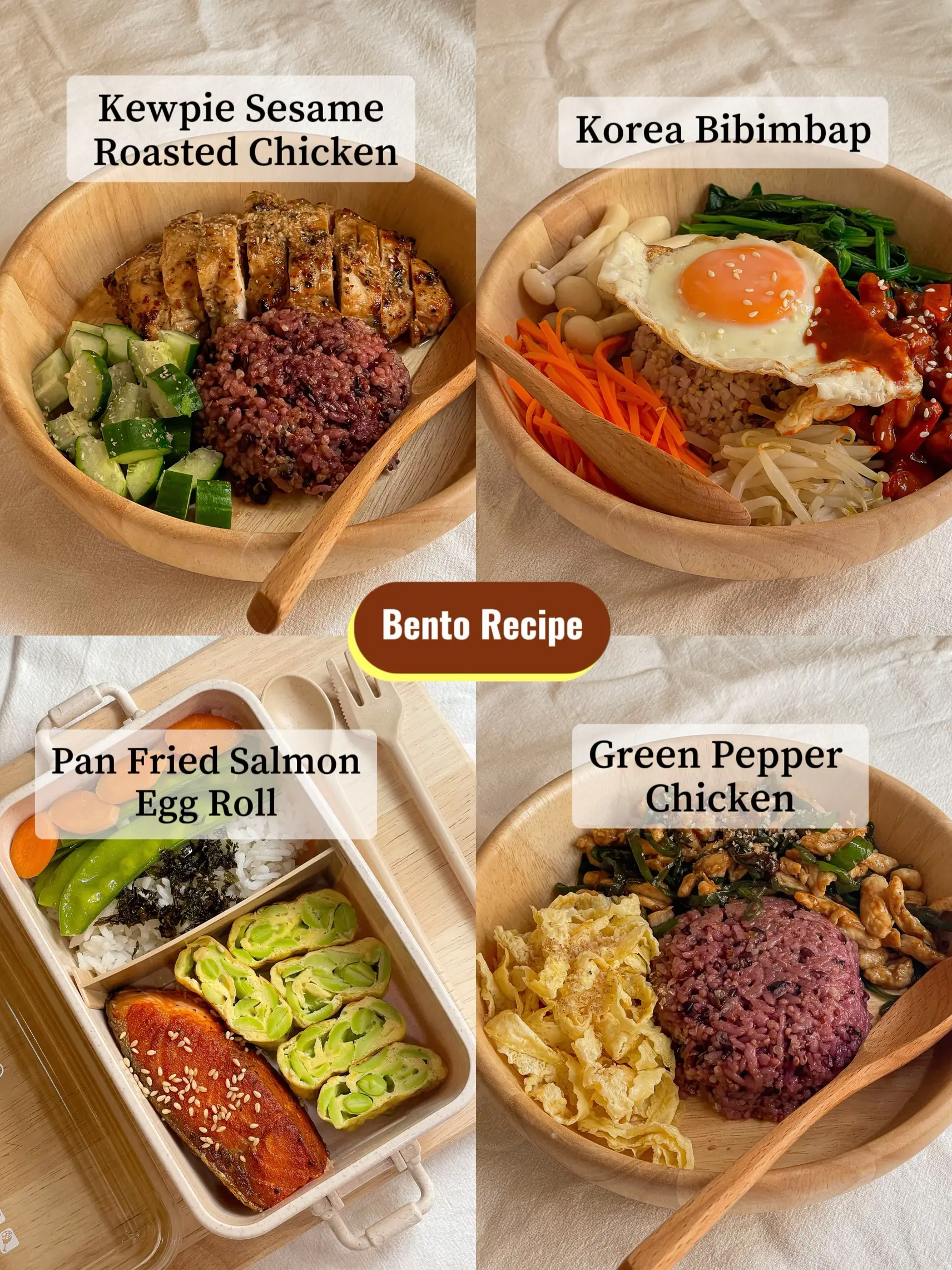 Simple Korean Bibimbap Bento Lunch Box Recipe