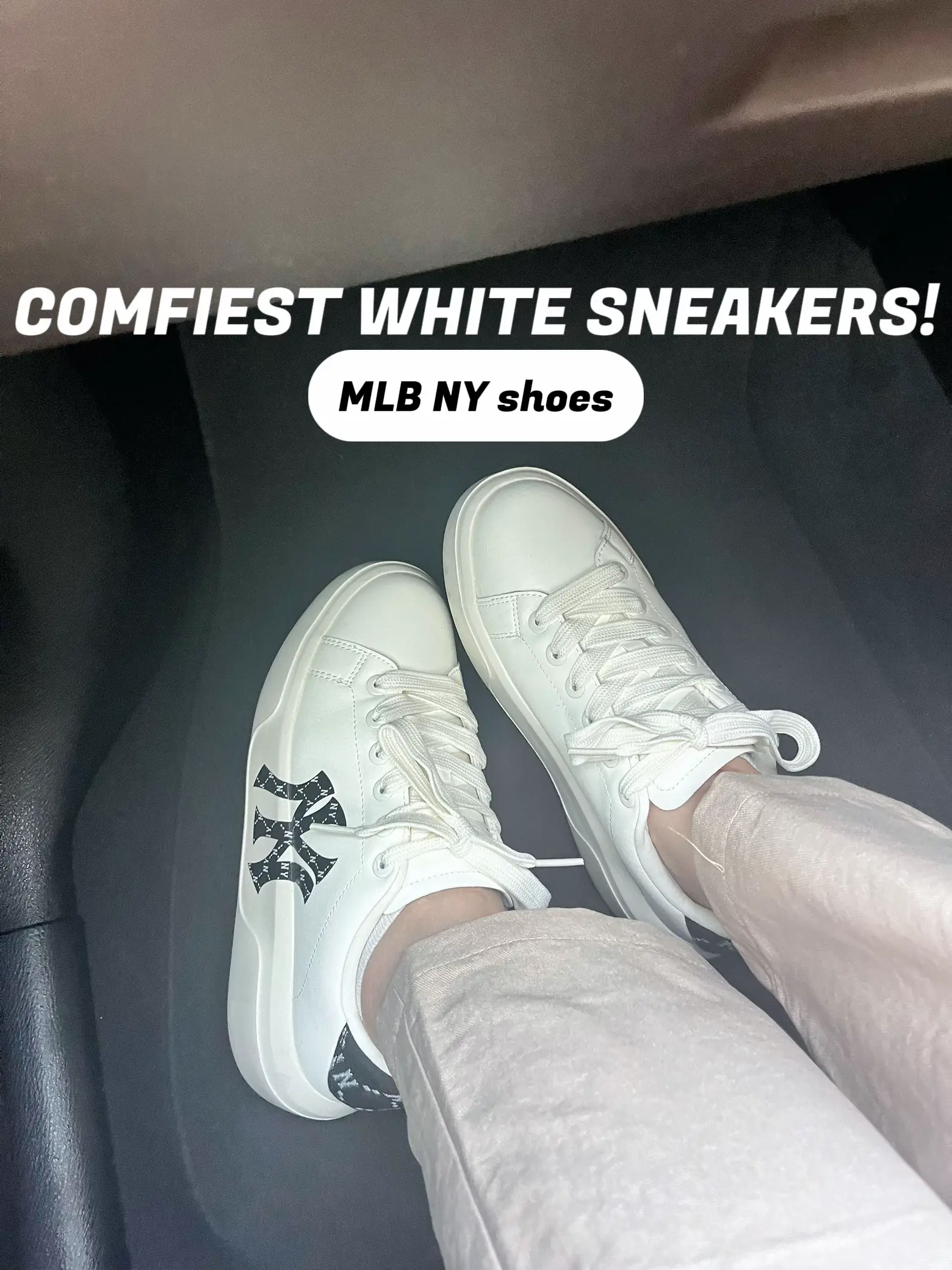 Comfiest white sneakers👟   MLB KOREA SHOES | Gabrielle Wangsが