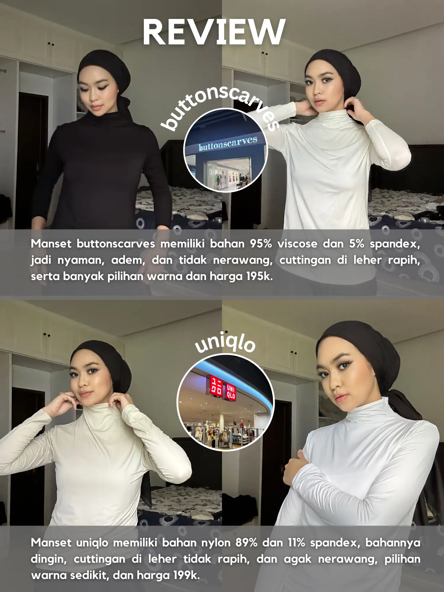 Inner baju lengan panjang inner perempuan kain lembut & Nipis (S