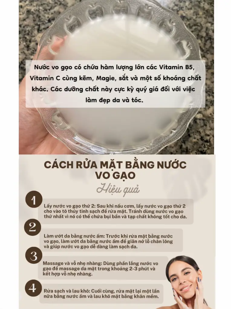 Cách chuẩn bị nước vo gạo để rửa mặt