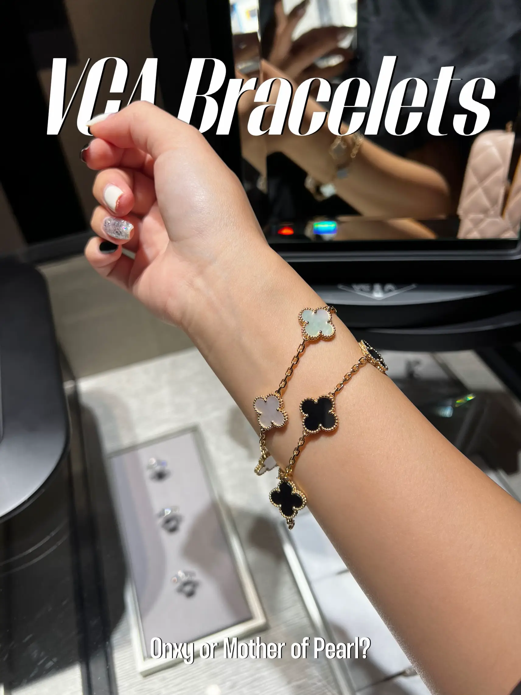 VCA sweet Alhambra bracelet with Cartier love cuff?