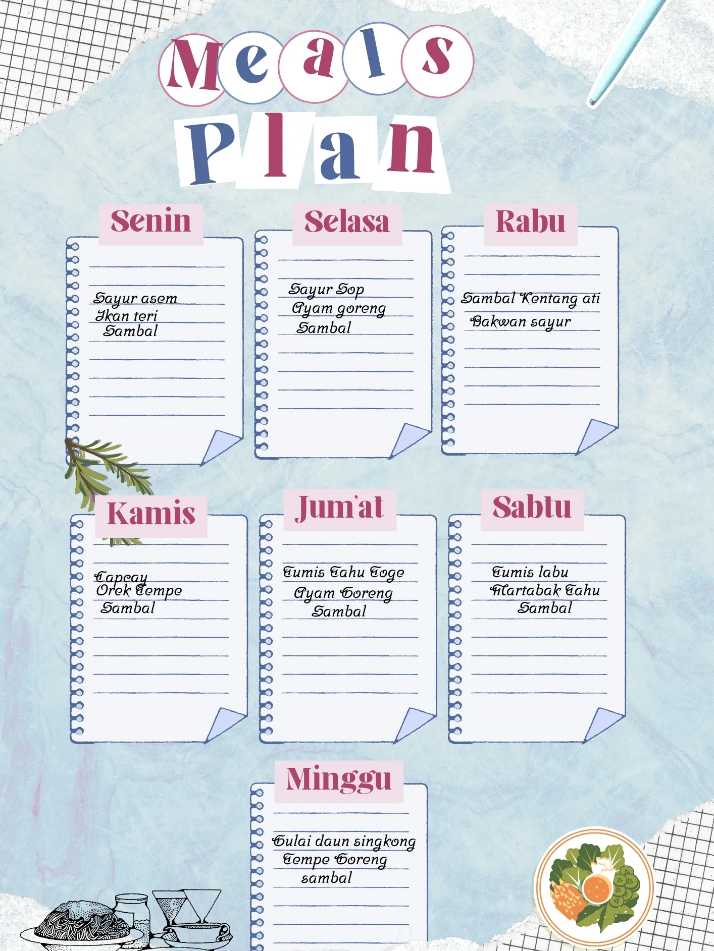 Meal Plan seminggu | Galeri diposting oleh kiyomi | Lemon8